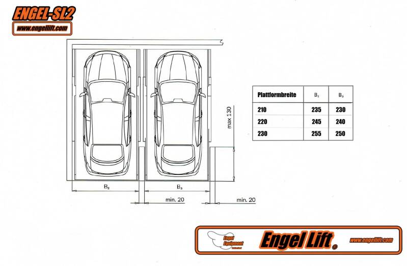 ENGEL-SL2 KNICKPLATTFORM;  2-SÄULEN PARKHEBEBÜHNE, Zeichnung-3