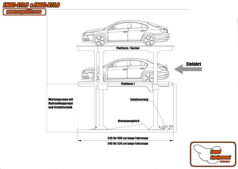 ENGEL-ST2.5  ; Keller Doppel Parkhebebühnen, Unterirdische Parklift.-Zeichnung-2