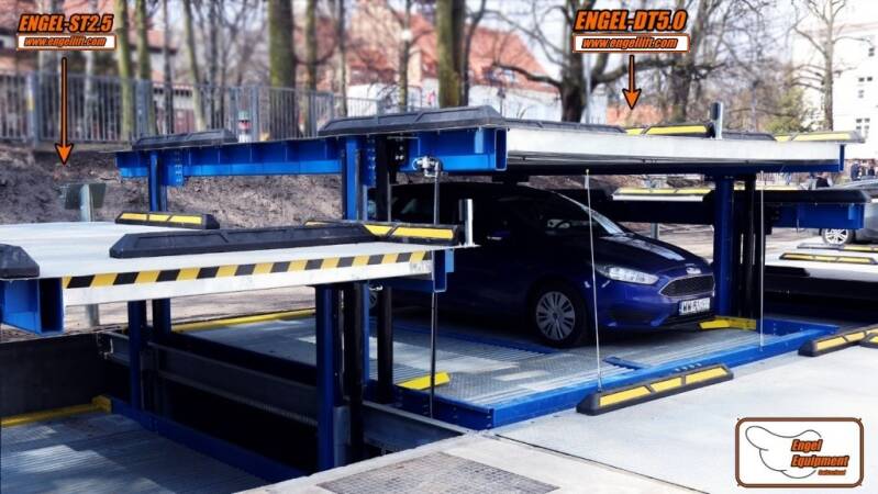 ENGEL-DT5.0 ; Keller QuadroParker Parkhebebühnen, Unterirdische Doppelplattform Parklift.-2