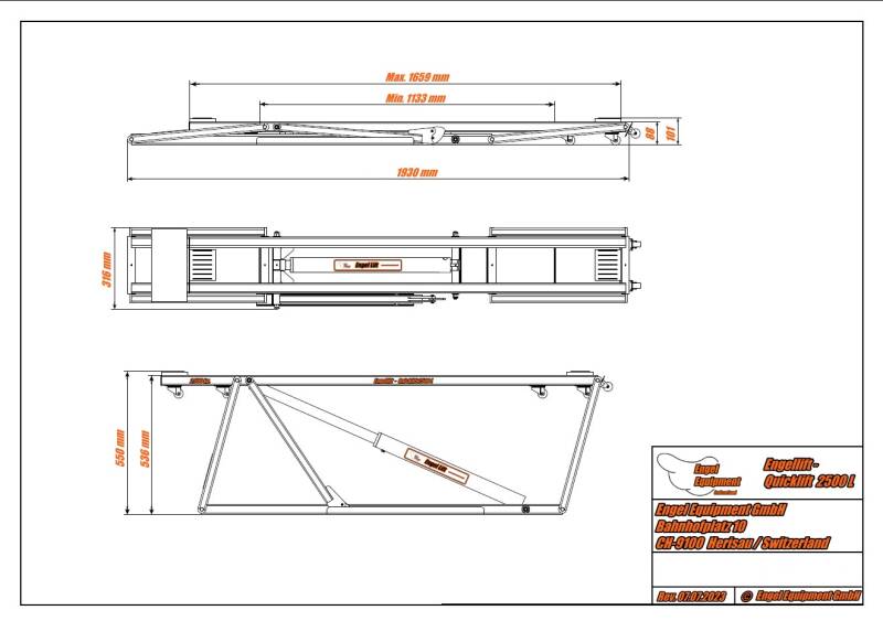 Engellift-Quicklift 2500 L Mobile Scherenhebebühne  Mobile 2-Plattform Hebebühnen.-Zeichnung