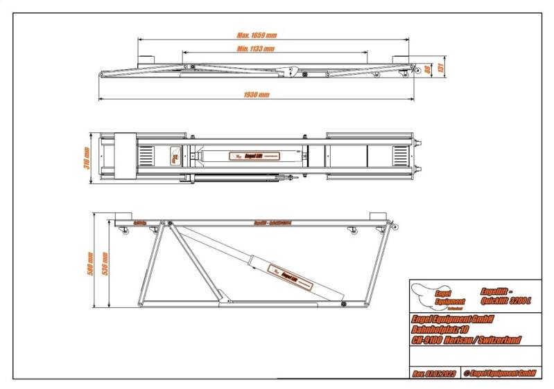 Engellift-Quicklift 3200 L Mobile Scherenhebebühne  Mobile 2-Plattform Hebebühnen.-Zeichnung