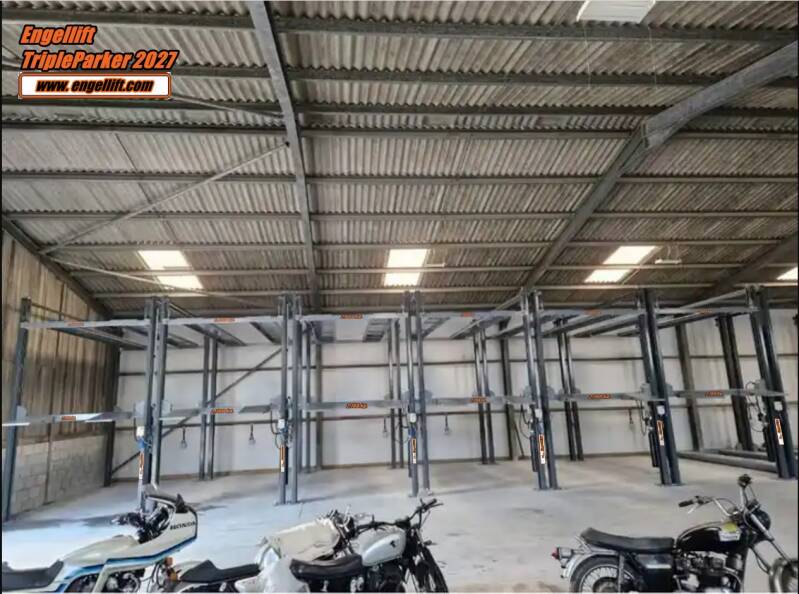 ENGEL-TRIPLEPARKER 2027;  4-SÄULEN TRIPLE PARKHEBEBÜHNE (1X 2.000KG -& 1X 2.700KG.) -5