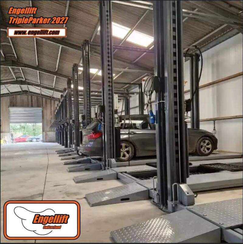ENGEL-TRIPLEPARKER 2027;  4-SÄULEN TRIPLE PARKHEBEBÜHNE (1X 2.000KG -& 1X 2.700KG.) -6