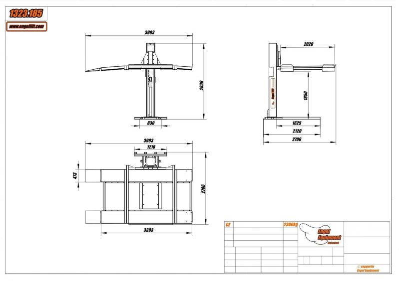 1323.185 Engellift 1-säule Parkhebebühne, Zeichnung