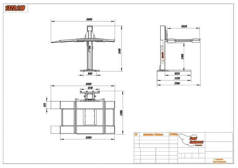 1323.210 Engellift 1-Säule Parkhebebühne, Zeichnung