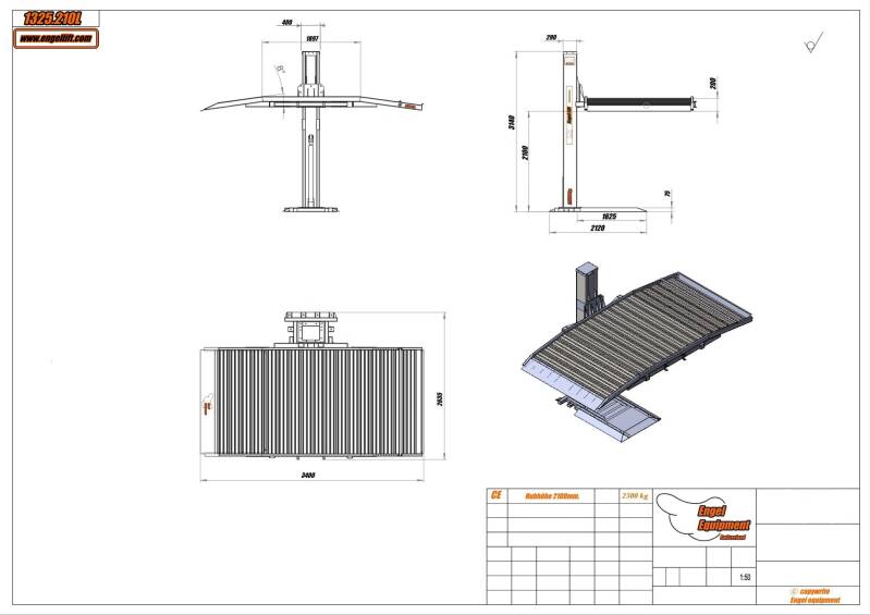 1325.210L Engellift 1-Säule Parkhebebühne, Zeichnung
