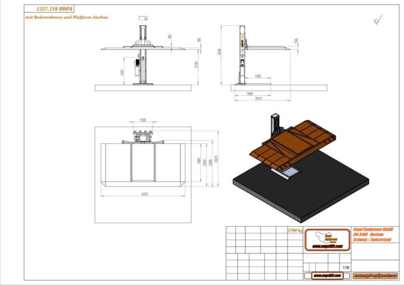 ENGELLIFT 1327.210 BRPA;  SPEZIELLE 1-SÄULEN PARKHEBEBÜHNE, ZEICHNUNG