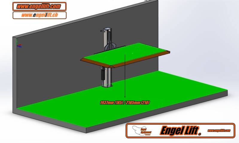 Engellift 1327.185 & 1327.210;  SPEZIELLE 1-SÄULEN PARK HEBEBÜHNE / PARKLIFTE -WANDMONTAGE. , (CAD2)