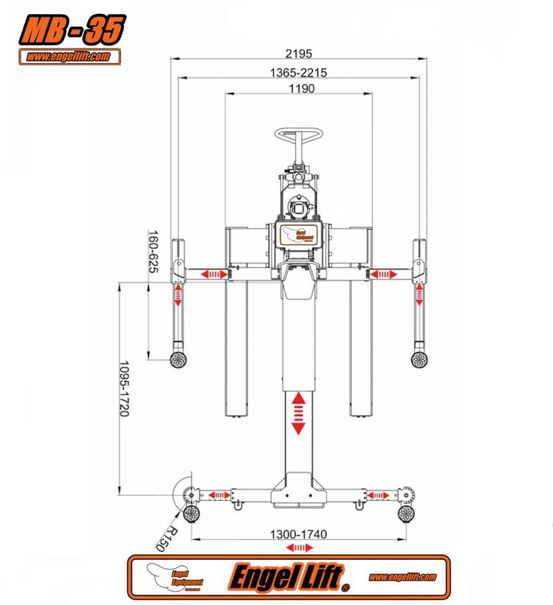 Engellift MB-35; PREMIUM Einsäulen Mobile Hebebühnen-Zeichnung-2