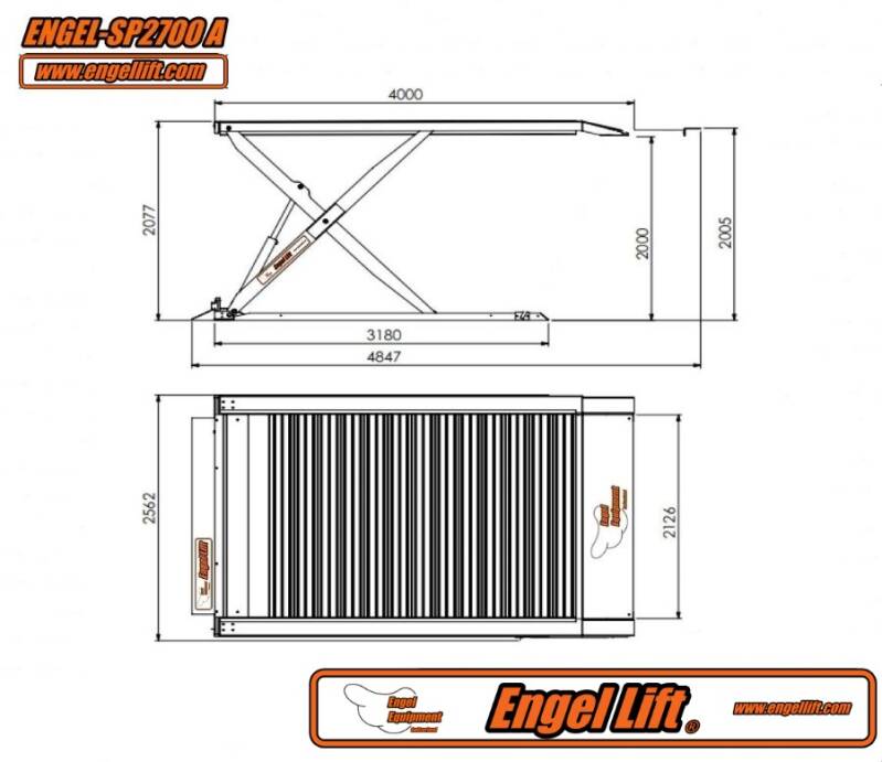 ENGEL SP-2700 A : Scheren Parkhebebühne (2.700 kg.)-Zeichnung