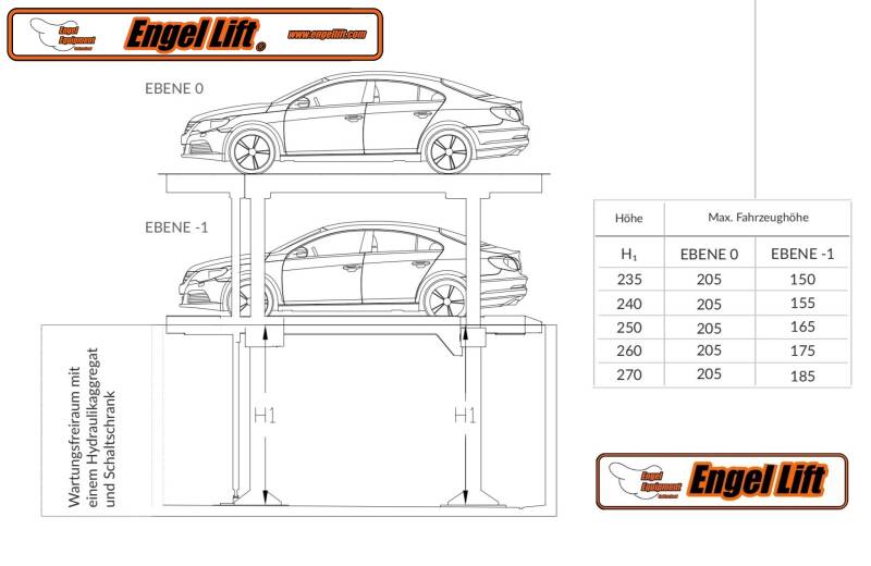 ENGEL-ST2.5  ; Keller Doppel Parkhebebühnen, Unterirdische Parklift.-Zeichnung-4