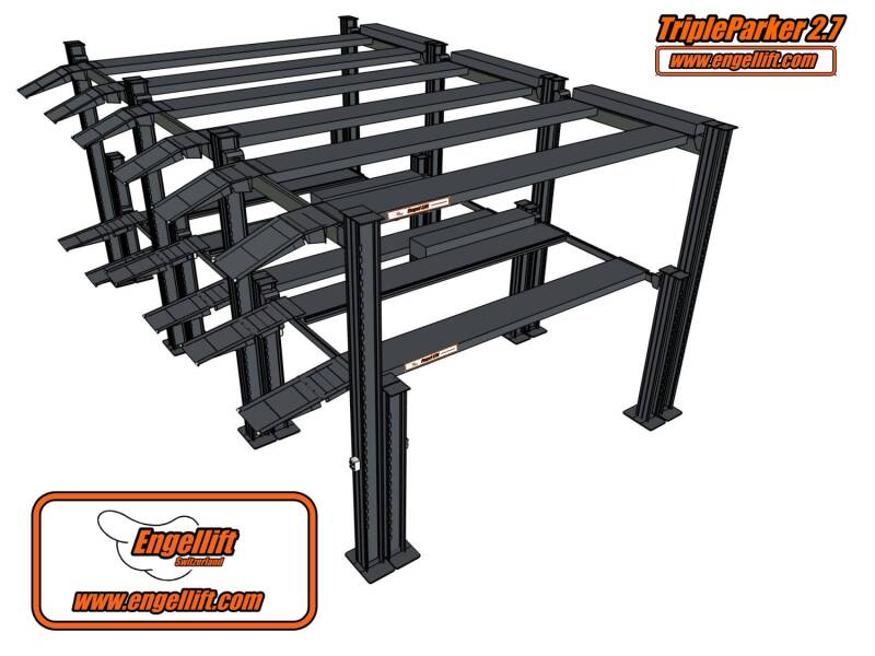 ENGEL-TRIPLEPARKER 2.7;  4-SÄULEN TRIPLE PARKHEBEBÜHNE (2X 2.700KG.), cad-3