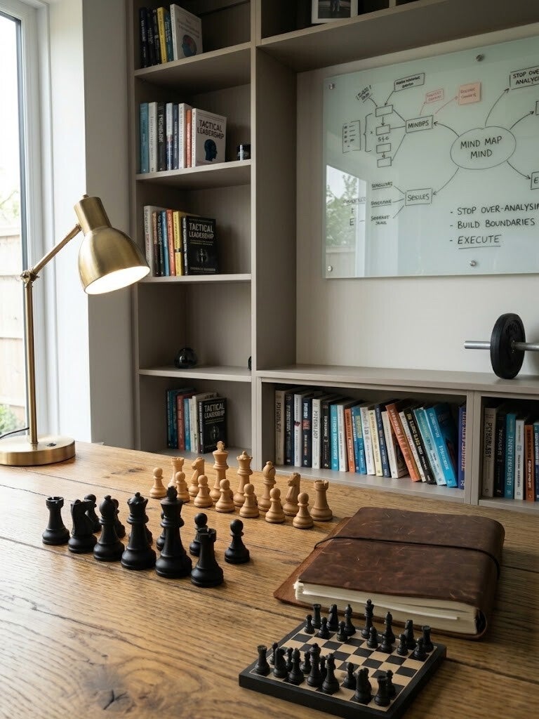 chess board in office space representing Solution-Focused Hypnotherapy, Certified EFT Tapping, and structured counselling skills by Help4Minds.