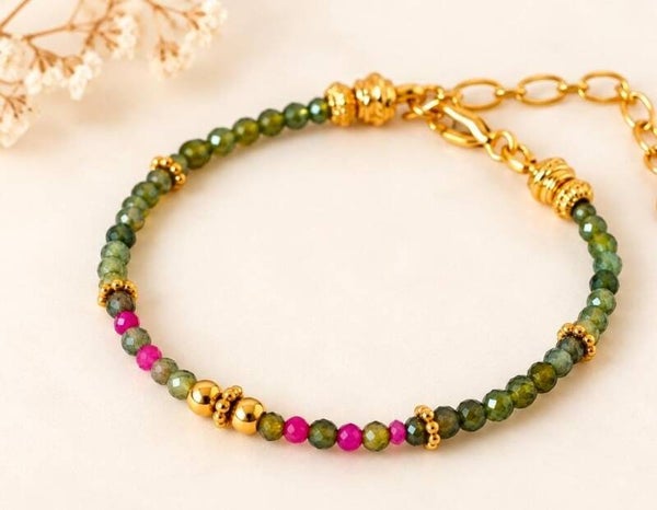Bracelet Joyaux de Jaipur-Vert-Tourmaline