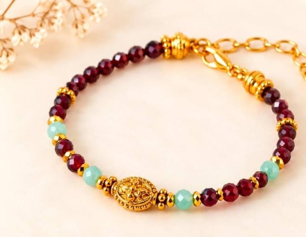 Bracelet Éden Royal-Grenat & Amazonite
