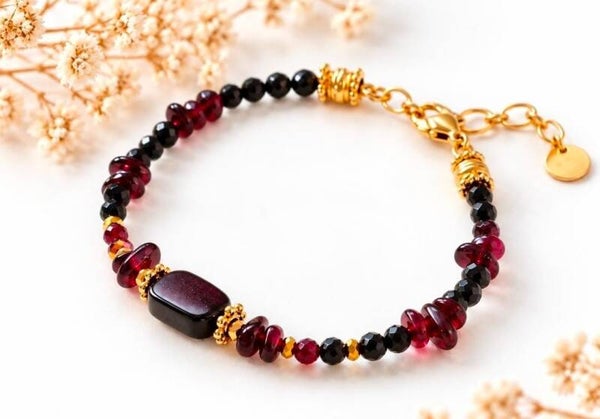 Bracelet Sahara – Bracelet femme en Onyx et Grenat naturel