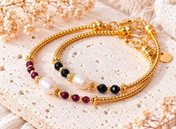Bracelet Naïra – Bracelet femme doré en pierres naturelles