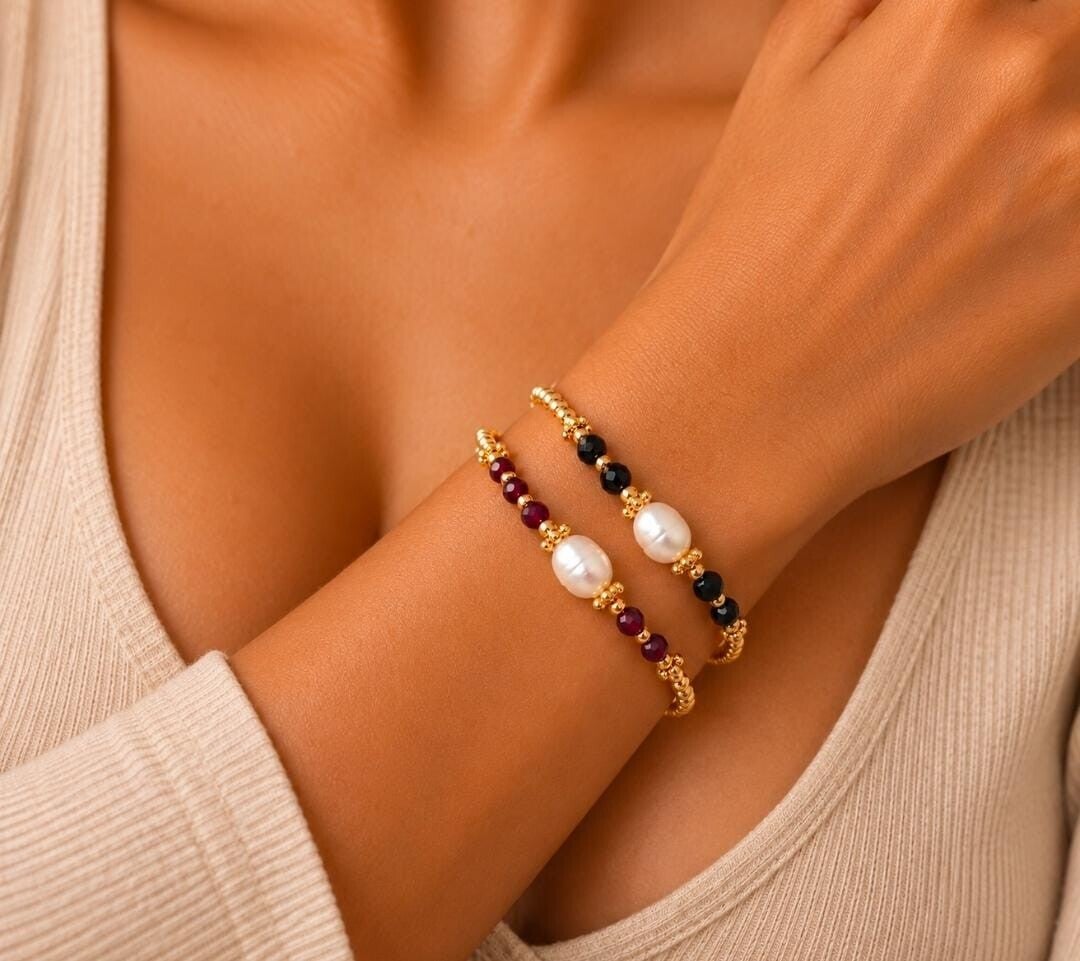 Bracelet Naïra – Bracelet femme doré en pierres naturelles