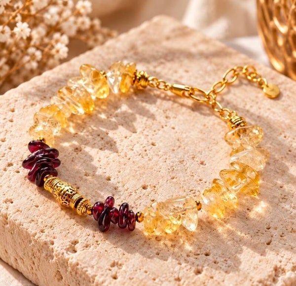 Bracelet Grenat d’Orient – Bracelet femme en grenat naturel-citrine