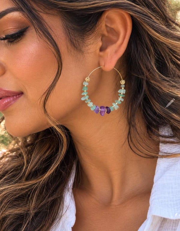Créoles Apsara – Boucles d’oreilles bohème chic