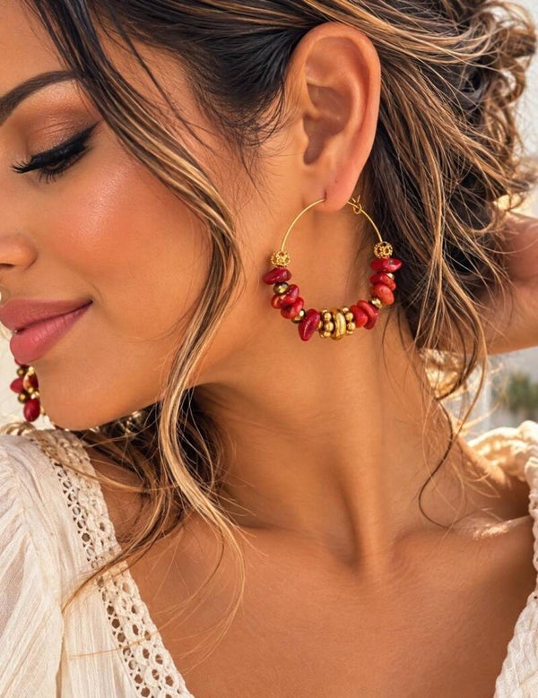 Boucles d'oreilles Ethnique Soleil Écarlate
