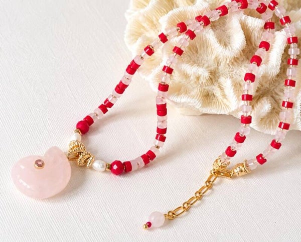 Collier Bohème Mahé  Quartz Rose