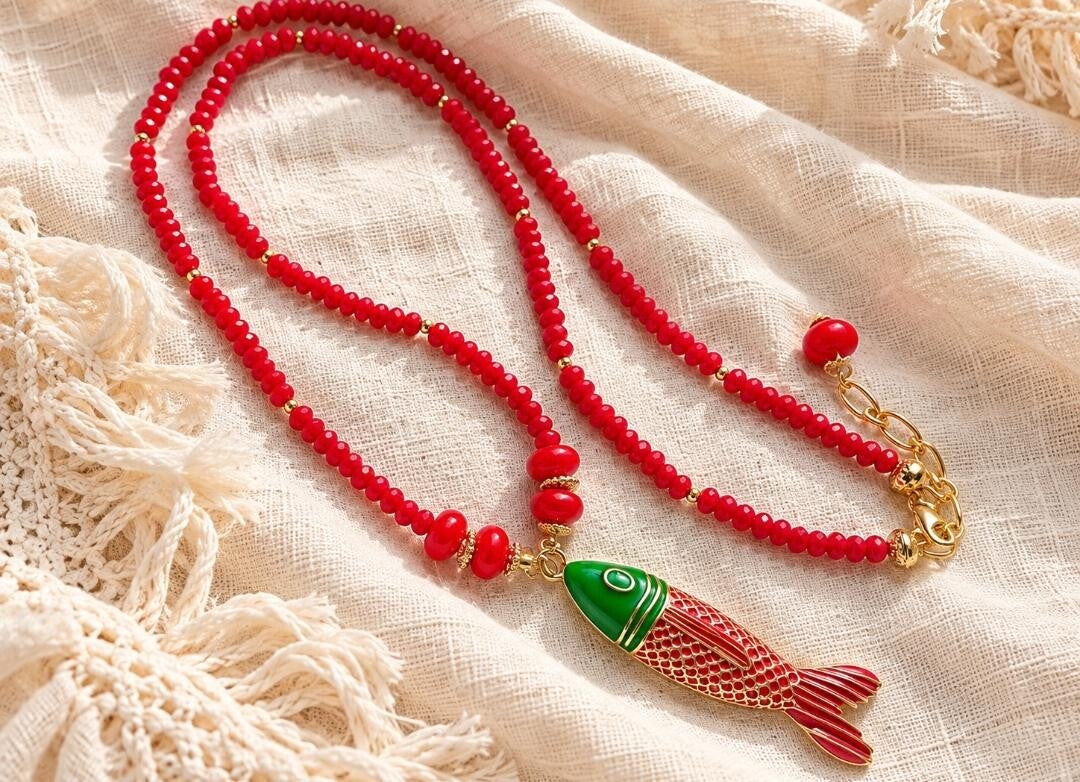 Collier  sautoir Océa Rouge