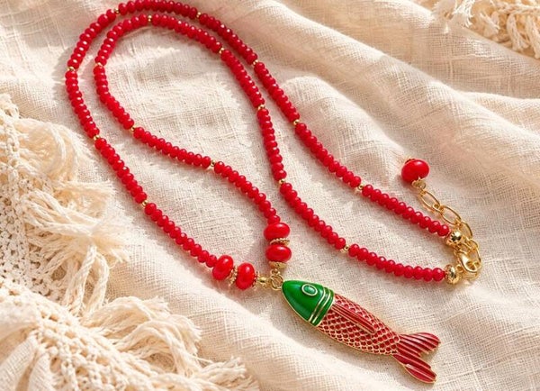 Collier  sautoir Océa Rouge