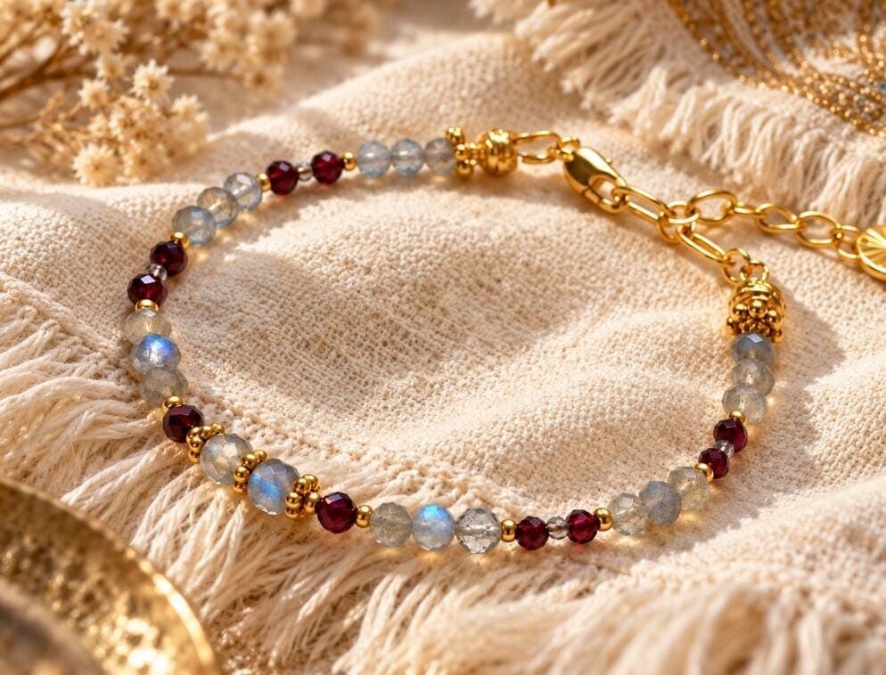 Bracelet Sitaara — Labradorite & Grenat