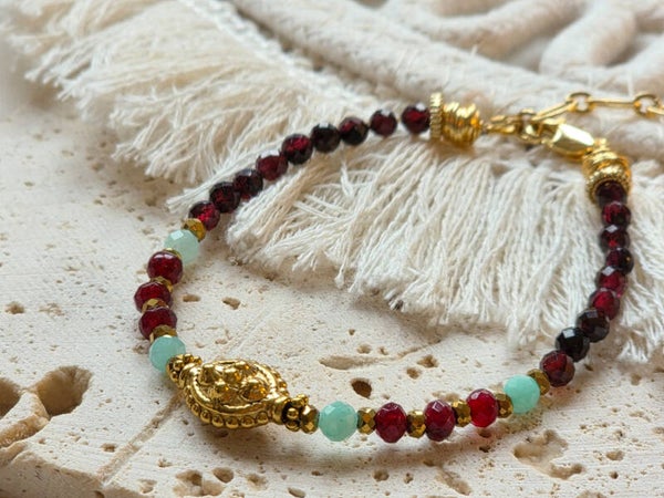 Bracelet Éden Royal-Grenat & Amazonite