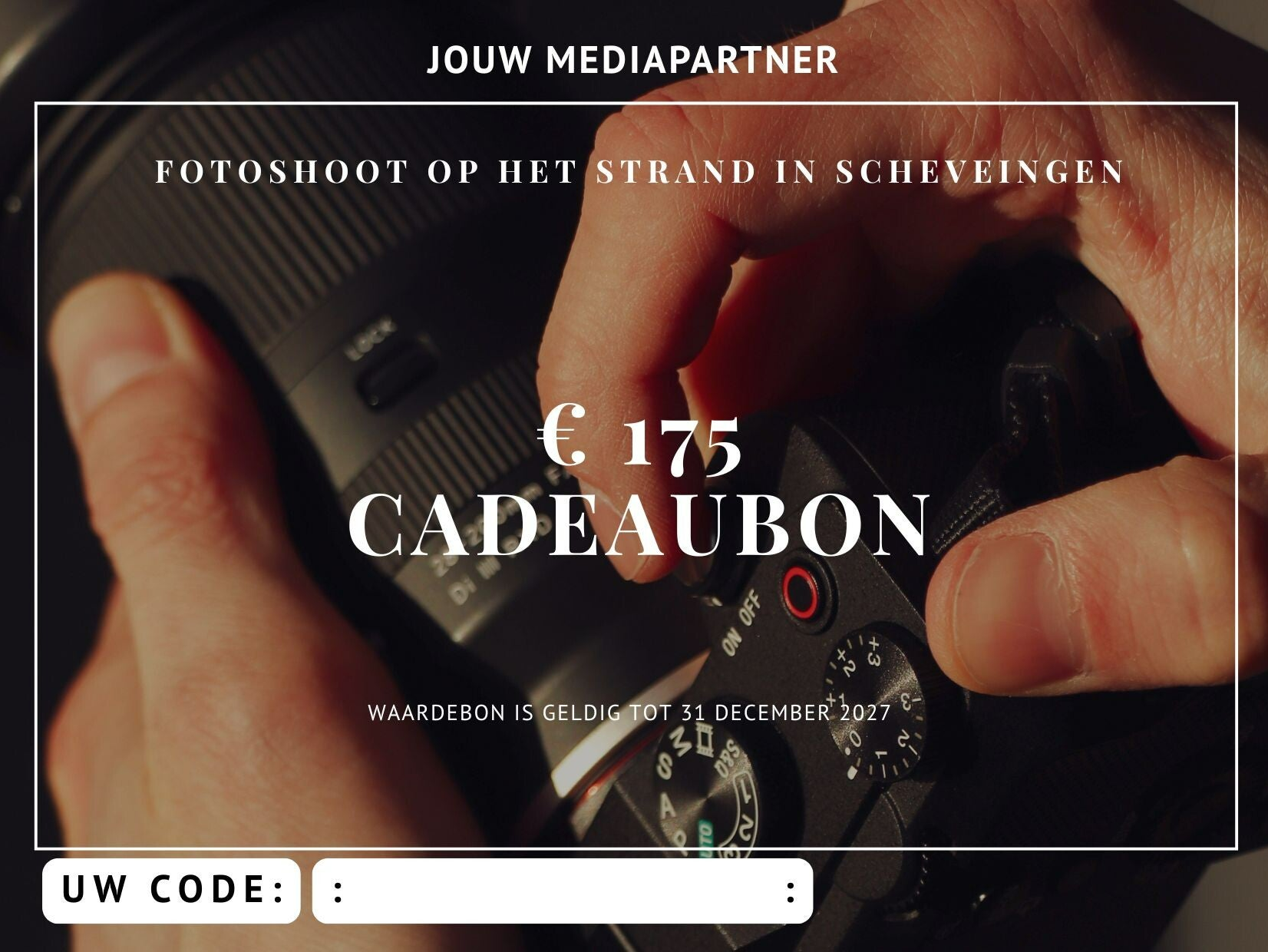 Cadeaubon Fotoshoot op het strand van Scheveningen