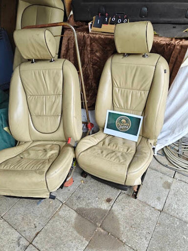 Originele Lederen Voorstoelen Set Jaguar XJ (X308/X300) - Beige/Oatmeal Code: 012-D-8