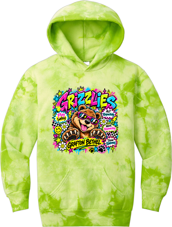 Neon Big Paws Tie Dye Hoodie