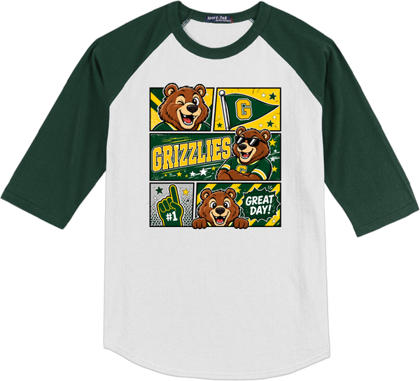 Grizzly Comic Raglan Tee Forest
