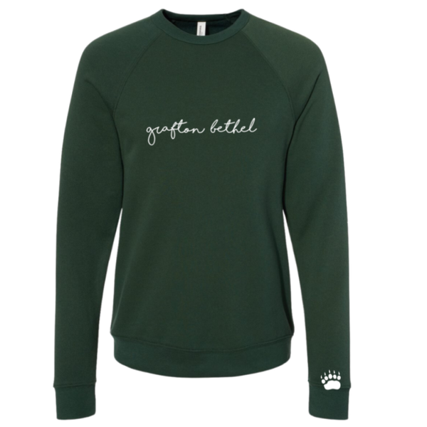 Adult Embroidered Raglan Crew Neck Sweatshirt