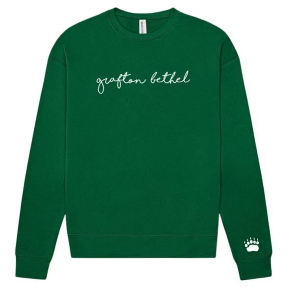 Adult Embroidered Drop Sleeve Crew Neck Sweatshirt