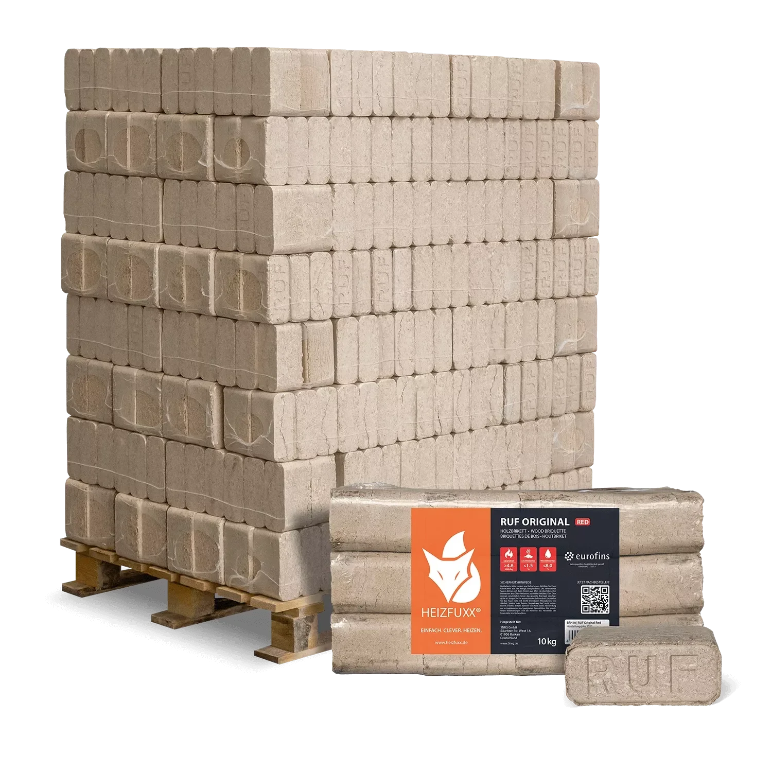 Briquettes de bois dur RUF Original Red - palette de 960 kg