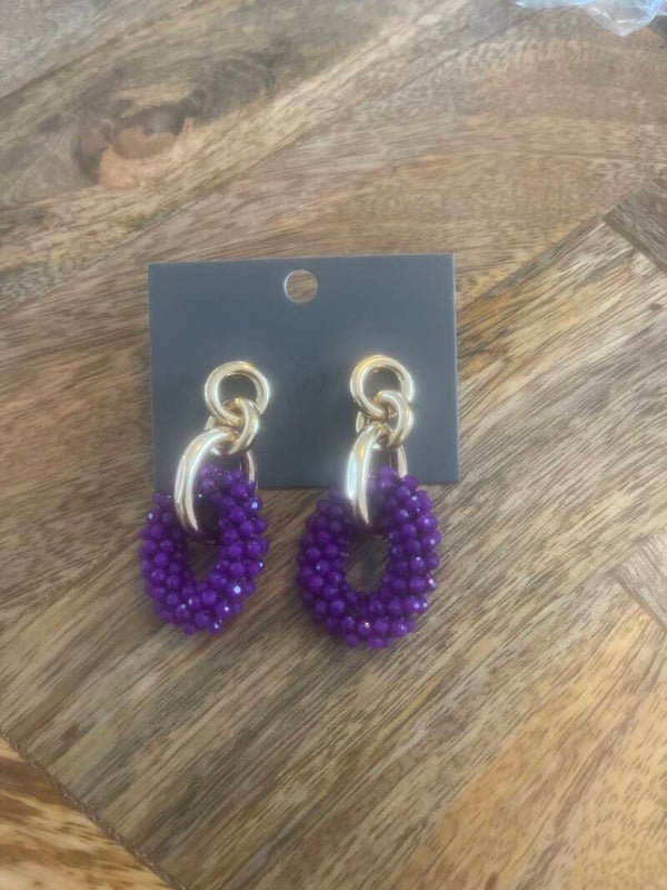 Crystal hoops purple