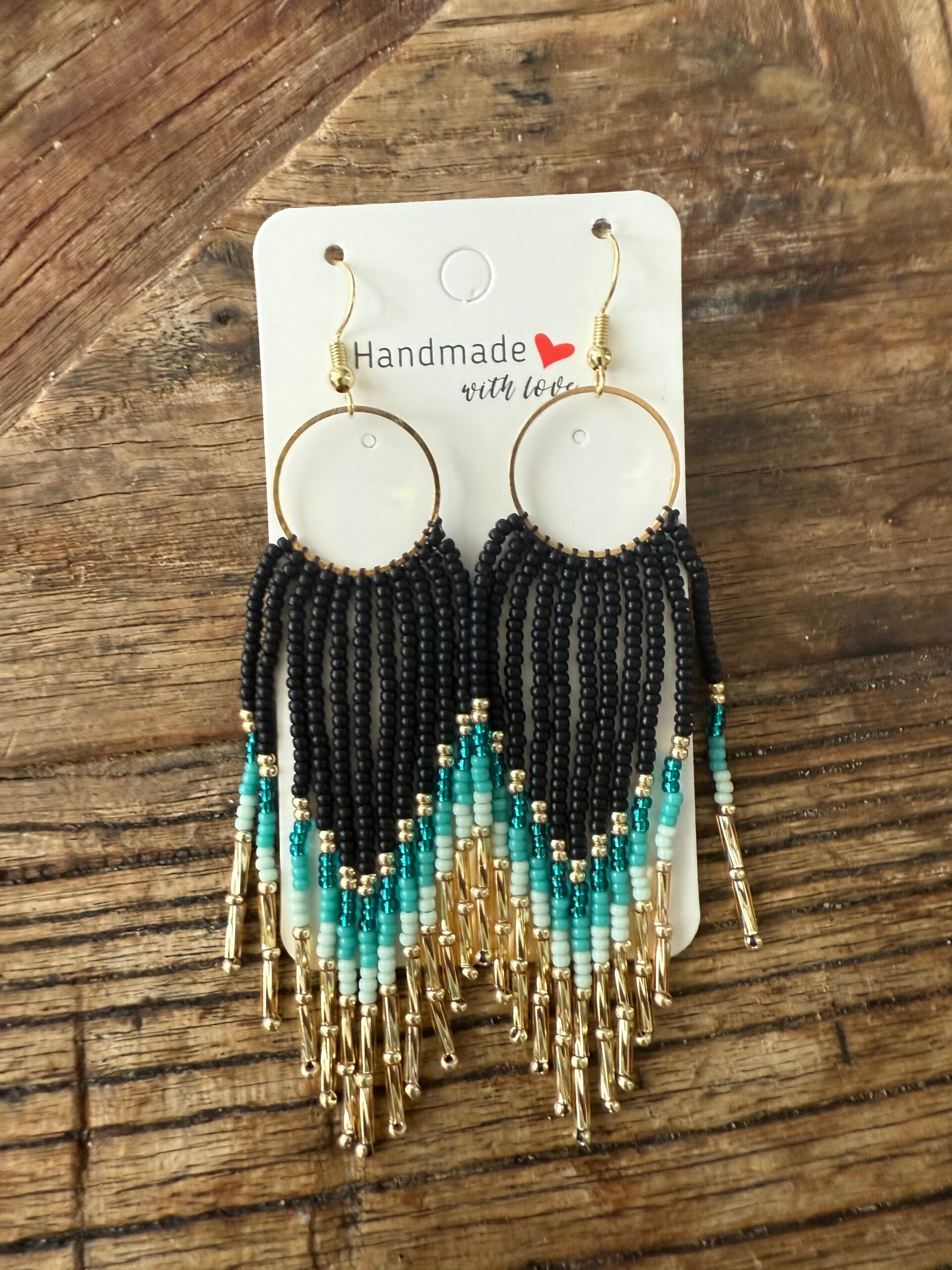 Turquoise/goud/zwart rond