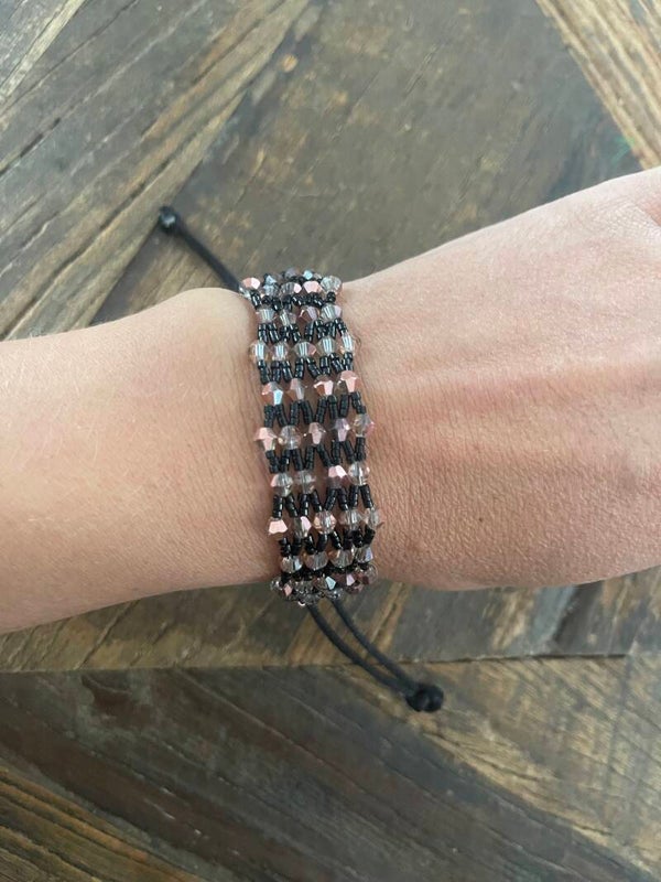 Facet armband rosé /zwart