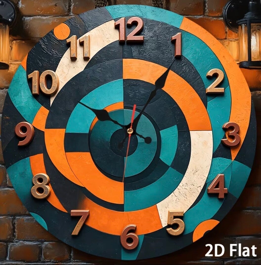 Orange Blue Contrasting Wall Clock