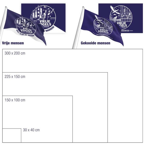 Vlag Vrije vogels, gekooide mensen