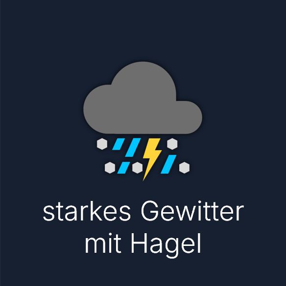 Wettersymbol: starkes Gewitter mit Hagel