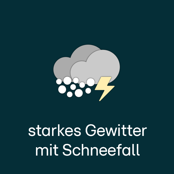 Wettersymbol: starkes Gewitter mit Schneefall