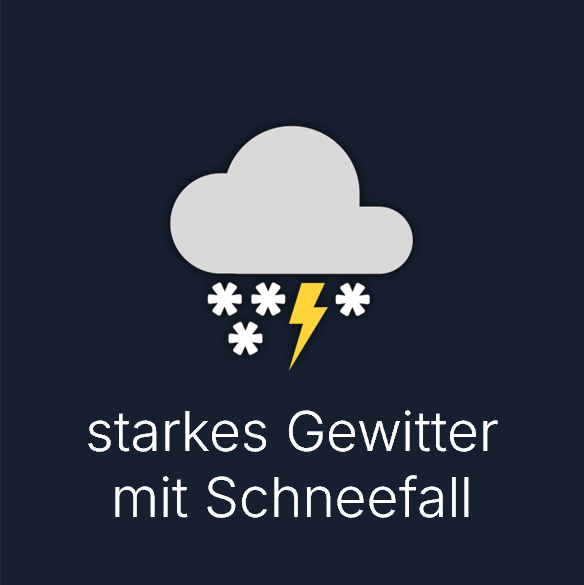 Wettersymbol: starkes Gewitter mit Schneefall