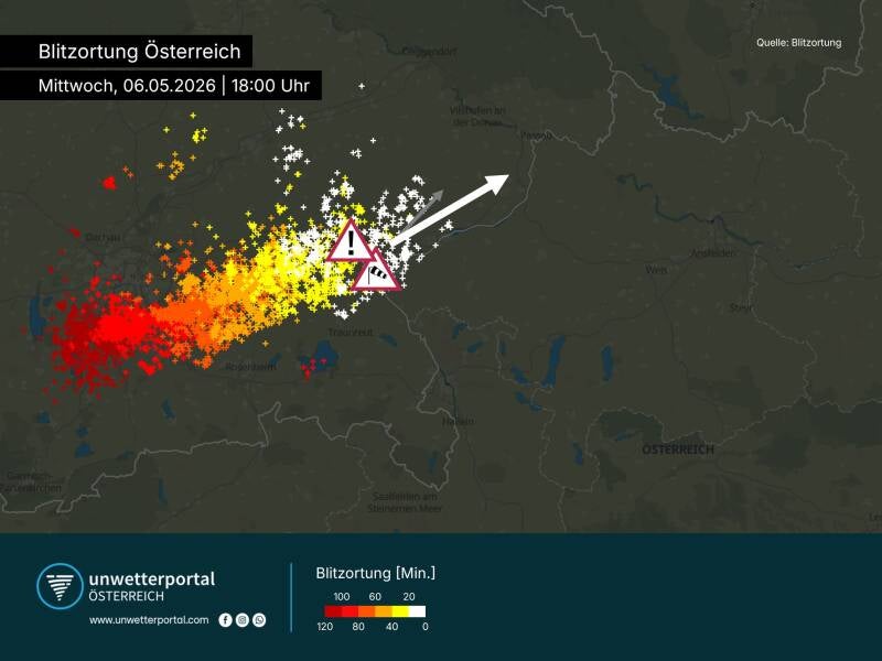 Aktuelle Gewitterlage | Mi, 06.05.2026, 18:00 Uhr | UnwetterPortal Österreich
