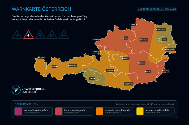 UNWETTER-VORWARNUNG für Sonntag, 31.05.2026