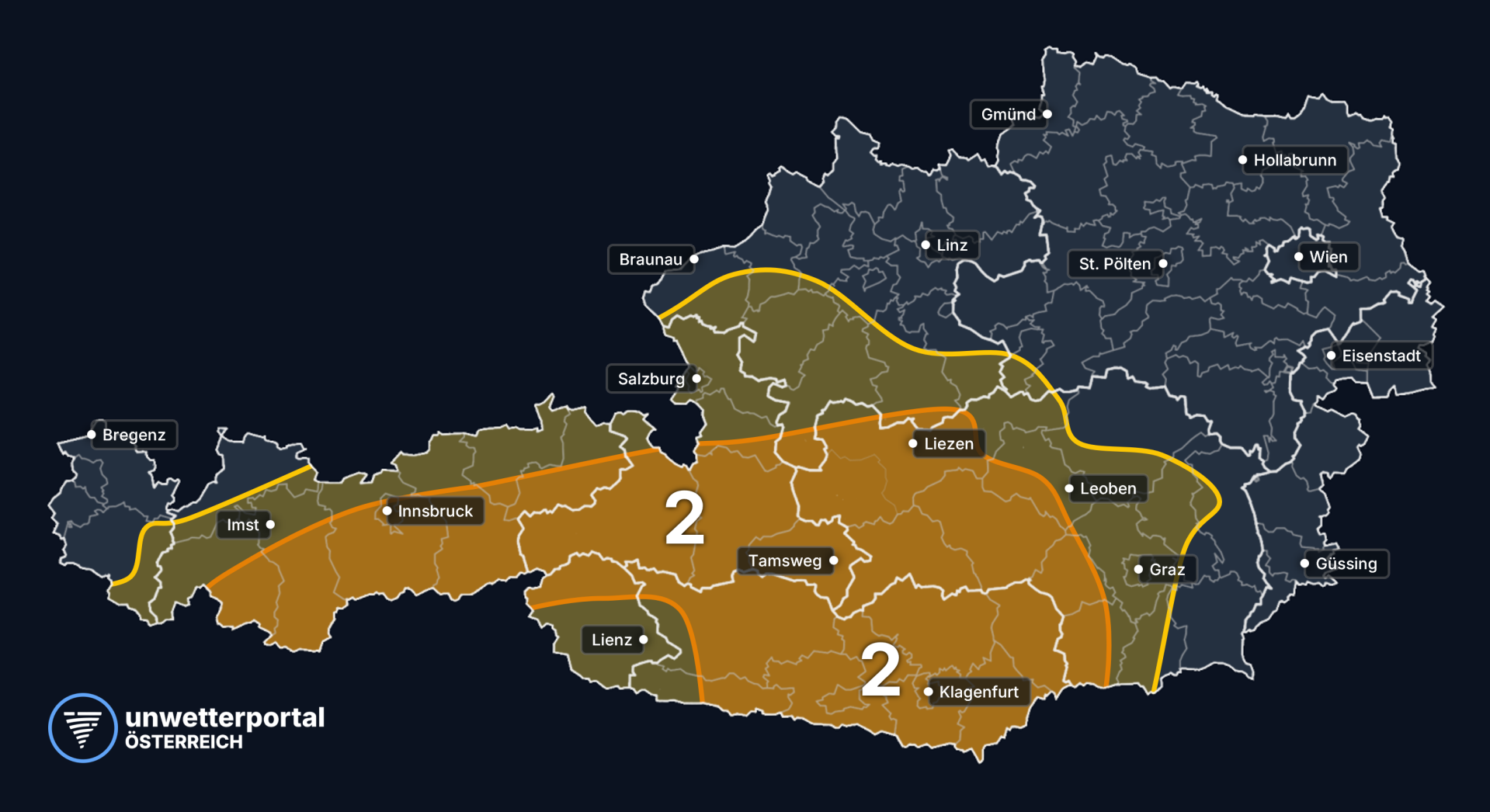 Unwettergefahr Österreich | www.unwetterportal.com