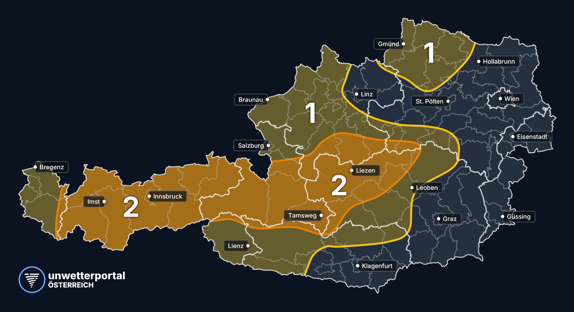 Unwettergefahr Österreich | www.unwetterportal.com