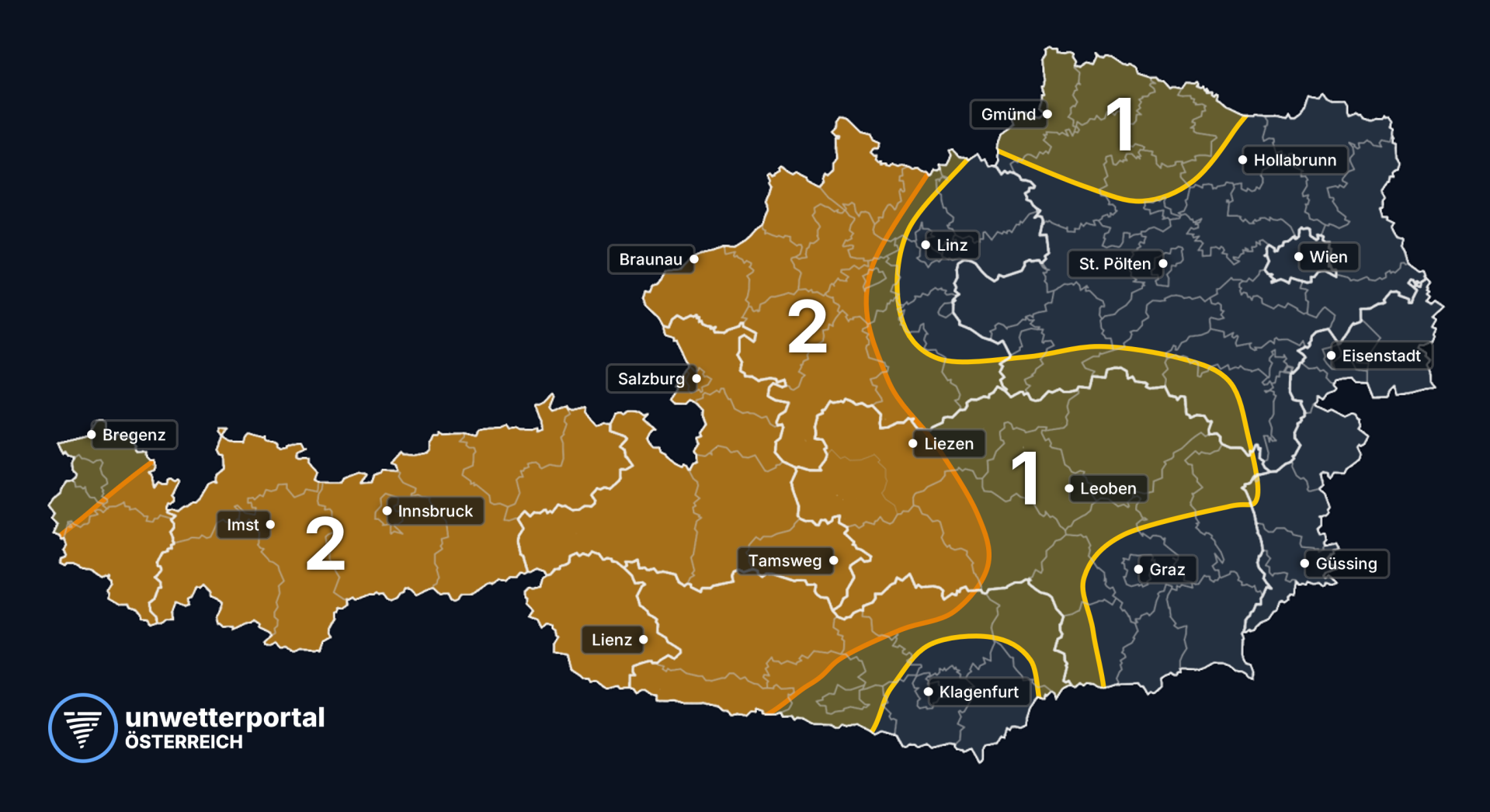 Unwettergefahr Österreich | www.unwetterportal.com